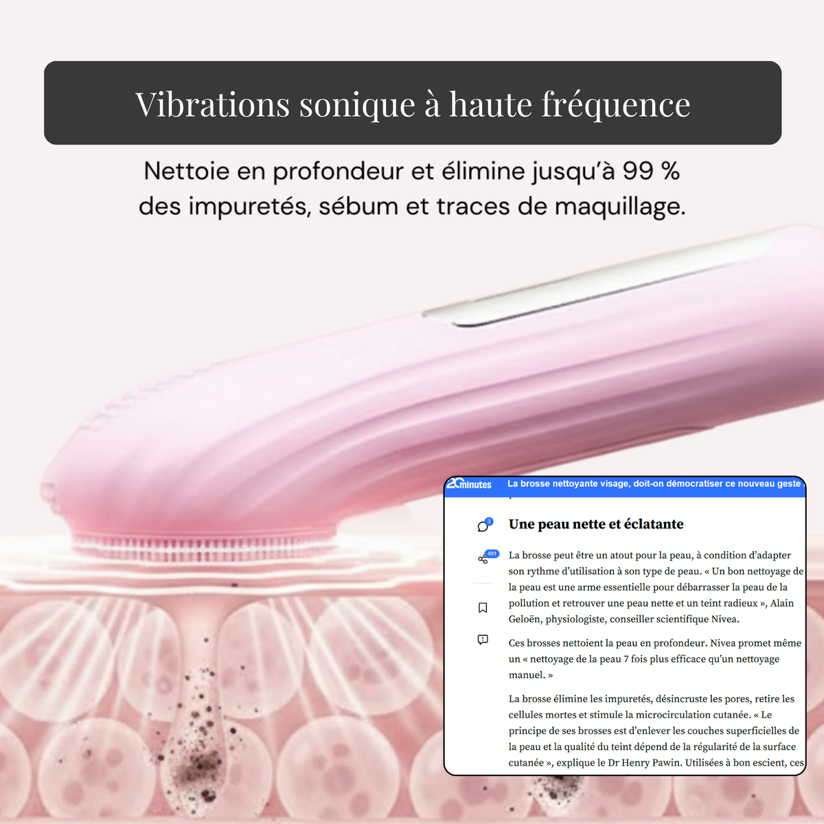 Lya 2 en 1 – Brosse nettoyante & chauffante visage | Soin anti-âge