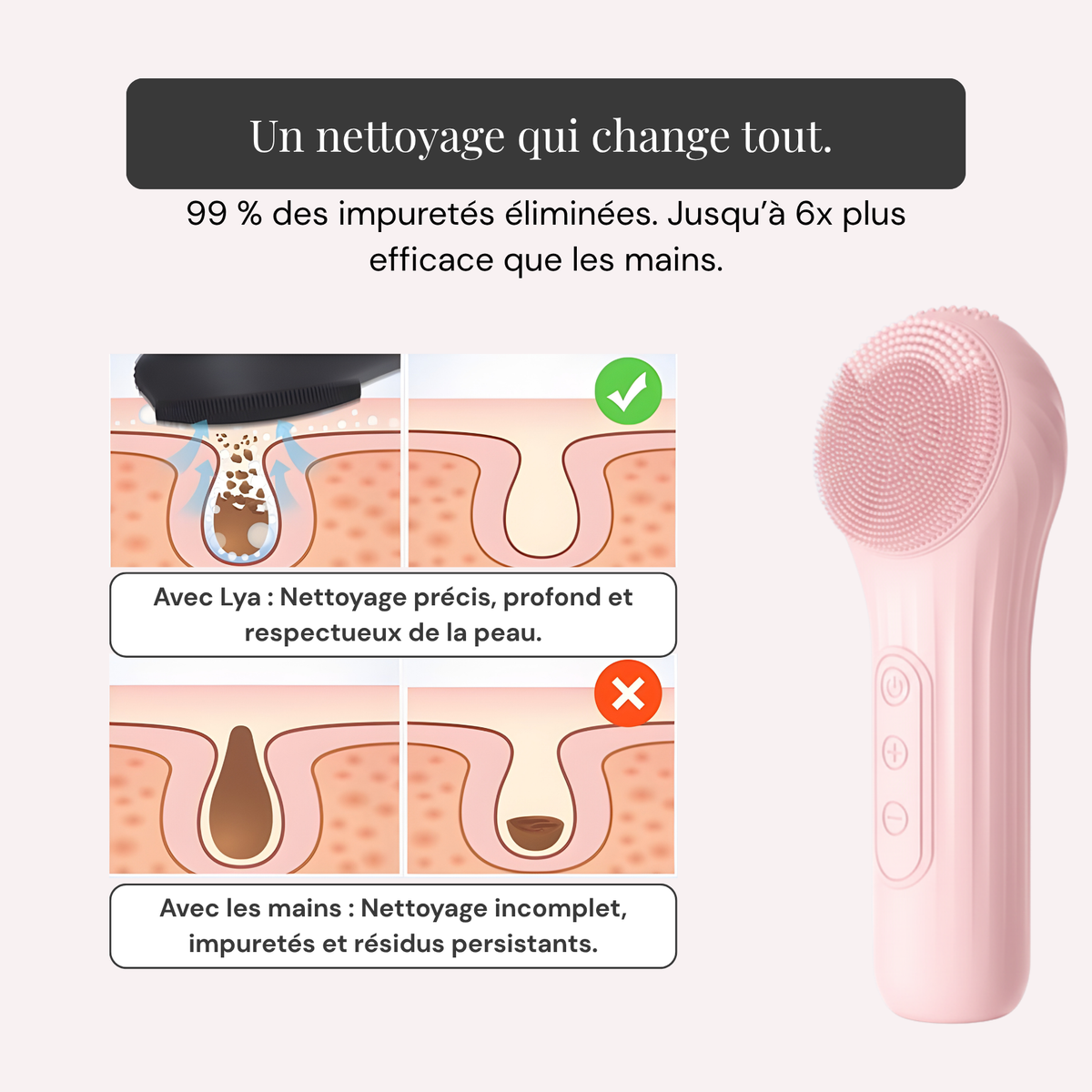 Lya 2 en 1 – Brosse nettoyante & chauffante visage | Soin anti-âge