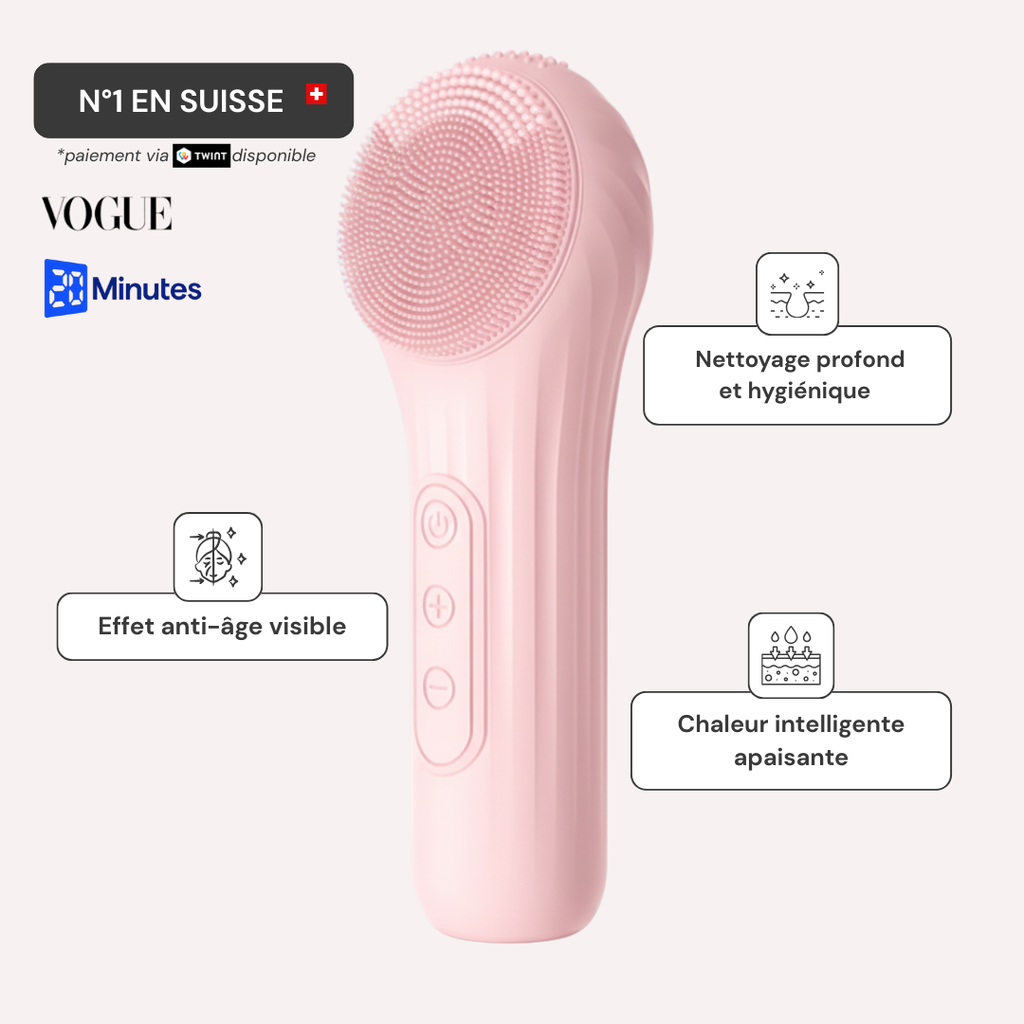 Lya 2 en 1 – Brosse nettoyante & chauffante visage | Soin anti-âge